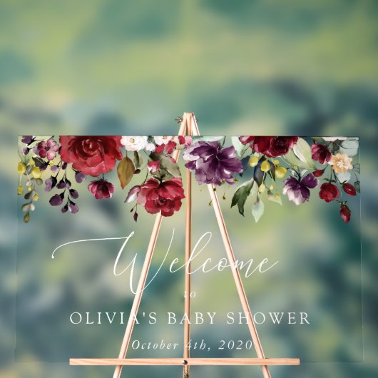 Rote Blume, rosa Blume, Babydusche Empfang Acrylschild (Neutral)