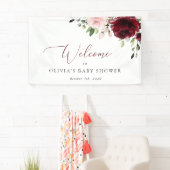 Rote Blume, rosa Blume, Babydusche Empfang Banner (Insitu)