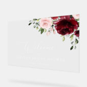 Rote Blume, rosa Blume, Brautparty Willkommen Acrylschild (Winkel)