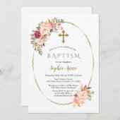 Rote Blume Rote Girl Taufe Einladung (Vorne/Hinten)