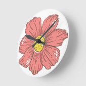 Rote Blume Runde Wanduhr (Winkel)