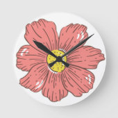 Rote Blume Runde Wanduhr (Vorderseite)