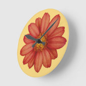 rote Blume Runde Wanduhr (Winkel)