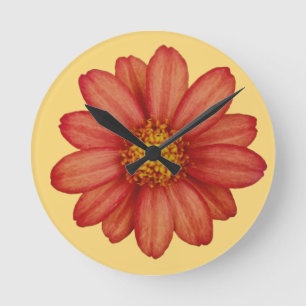rote Blume Runde Wanduhr
