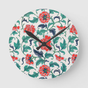 Rote Blume Runde Wanduhr