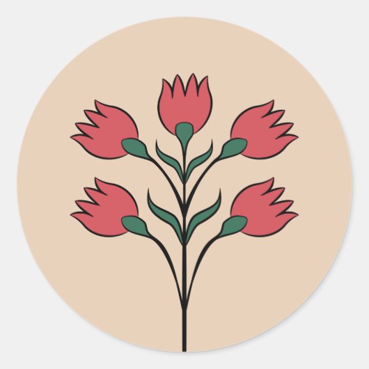 Rote Blume Runder Aufkleber (Vorderseite)