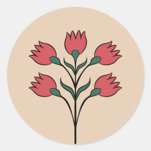 Rote Blume Runder Aufkleber