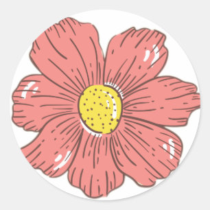 Rote Blume Runder Aufkleber