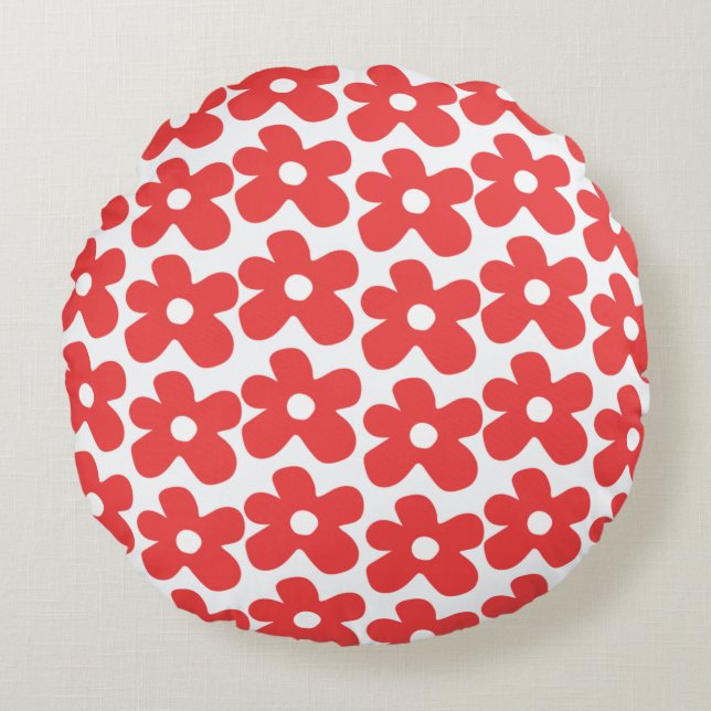 Rote Blume Rundes Kissen (Vorderseite)