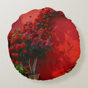 Rote Blume Rundkissen Rundes Kissen