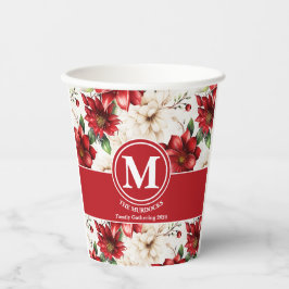 Rote Blume Sammeln Sie Papier-Cup-Monogramm-Famili Pappbecher