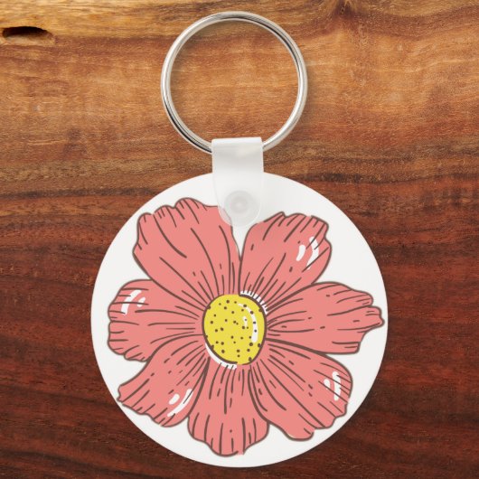 Rote Blume Schlüsselanhänger (Rückseite)