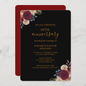 Rote Blume Schwarze 50. Jubiläumsfeier Einladung (Vorne/Hinten)