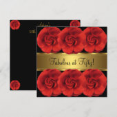 Rote Blume Schwarzes Gold Fantastische 50. Geburts Einladung (Vorne/Hinten)