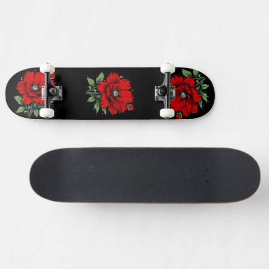 Rote Blume Skateboard (Horizontal)