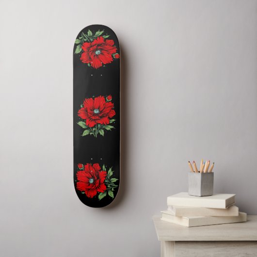 Rote Blume Skateboard (Wandkunst)