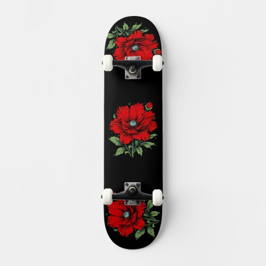Rote Blume Skateboard (Vorderseite)