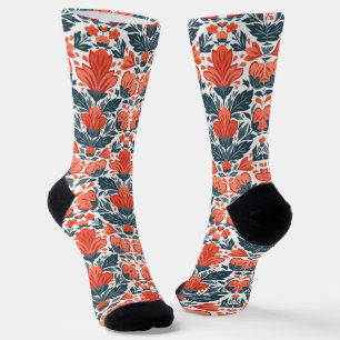 Rote Blume Socken