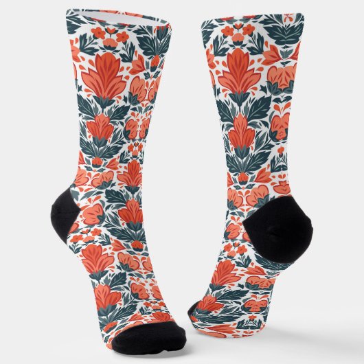 Rote Blume Socken (Gewinkelt)
