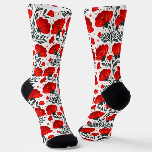 Rote Blume Socken (Gewinkelt)