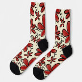 Rote Blume Socken (Linkes Detail)