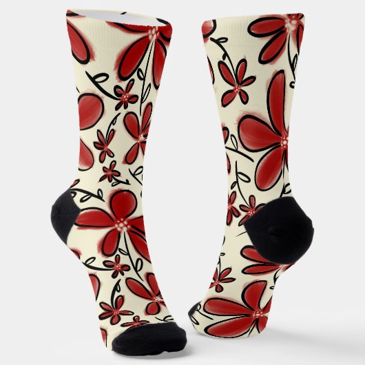 Rote Blume Socken (Gewinkelt)