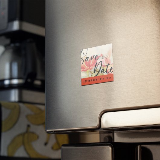 Rote Blume speichern das Datumsfenster Magnet