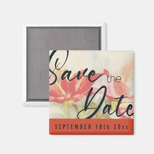 Rote Blume speichern das Datumsfenster Magnet (Vorderseite/Rückseite)