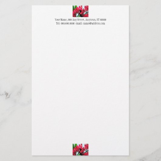 Rote Blume Stationery Briefpapier (Vorderseite)
