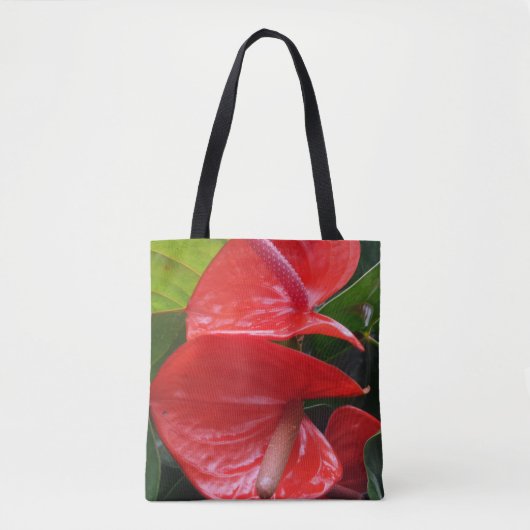 Rote Blume Totbeutel Tasche (Vorderseite)