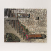 Rote Blume Treppe in Assisi — Rätsel Puzzle (Horizontal)
