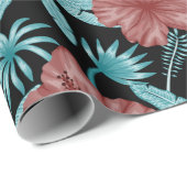 Rote Blume tropisches nahtloses Muster und blaue B Geschenkpapier (Rolleneckpunkt)