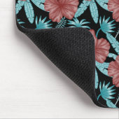Rote Blume tropisches nahtloses Muster und blaue B Mousepad (Ecke)
