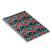 Rote Blume tropisches nahtloses Muster und blaue B Notizblock (Rechte Seite)