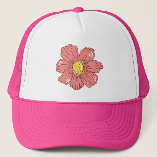 Rote Blume Truckerkappe (Vorderseite)