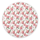 Rote Blume und Berries mit grünen Blätter Keramikknauf (Vorderseite)