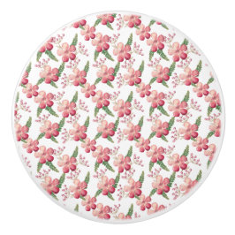 Rote Blume und Berries mit grünen Blätter Keramikknauf