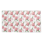 Rote Blume und Berries mit grünen Blätter Kissenbezug (Rückseite-Links)