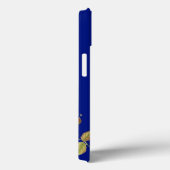 Rote Blume und Blätter blau Case-Mate iPhone Hülle (Rückseite / Rechts)