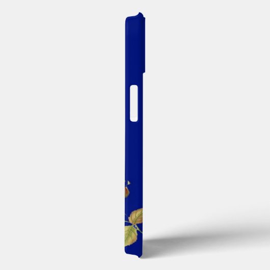 Rote Blume und Blätter blau Case-Mate iPhone Hülle (Rückseite / Rechts)