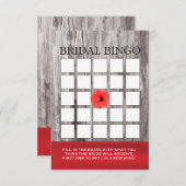 Rote Blume und Driftwood Brautparty Bingo Cards (Vorne/Hinten)