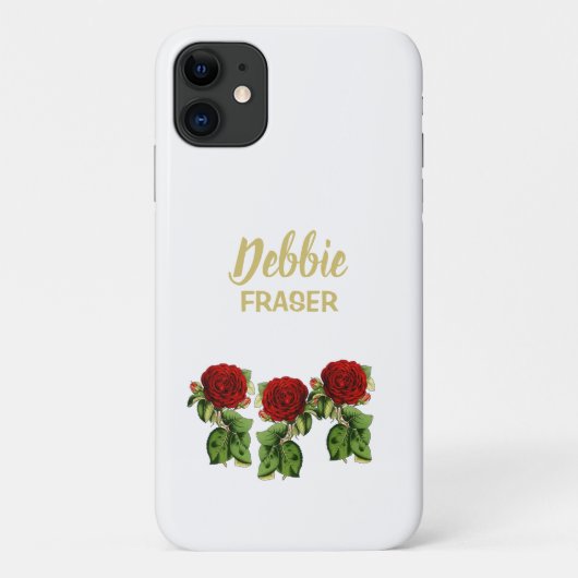 Rote Blume und grüne Blätter individuelle Name Case-Mate iPhone Hülle (Rückseite)