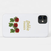 Rote Blume und grüne Blätter individuelle Name Case-Mate iPhone Hülle (Rückseite (Horizontal))