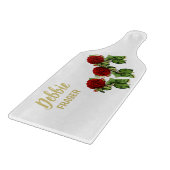 Rote Blume und grüne Blätter individuelle Name Schneidebrett (Ecke)