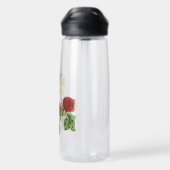 Rote Blume und grüne Blätter individuelle Name Trinkflasche (Rückseite)