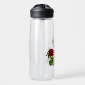 Rote Blume und grüne Blätter individuelle Name Trinkflasche (Vorne)