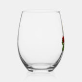 Rote Blume und grüne Blätter individuelle Name Weinglas Ohne Stiel (Rechts)