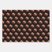 Rote Blume und Grünmuster Geschenkpapier Set (Vorderseite 3)