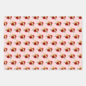 Rote Blume und Grünmuster Geschenkpapier Set (Vorderseite 2)
