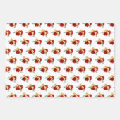 Rote Blume und Grünmuster Geschenkpapier Set (Vorderseite)